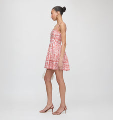 The Margot Mini Dress - Coral Corsica Paisley