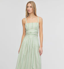The Miranda Top - Green Jacquard Stripe