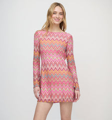 The Nathalie Dress - Pink Sheer Shimmer Knit