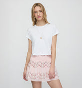 The Noa Skirt - Pink Floral Vine Scallop