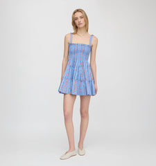 The Ribbon Charlotte Nap Dress - Blue Floral Batik Stripe