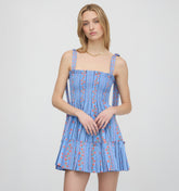 The Ribbon Charlotte Nap Dress - Blue Floral Batik Stripe