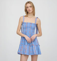 The Ribbon Charlotte Nap Dress - Blue Floral Batik Stripe
