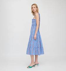 The Ribbon Ellie Nap Dress - Blue Floral Batik Stripe