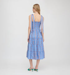 The Ribbon Ellie Nap Dress - Blue Floral Batik Stripe
