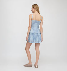 The Seraphina Mini Nap Dress - Dusty Blue Paisley Scarf