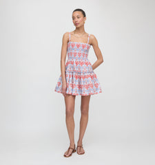 The Seraphina Mini Nap Dress - Poppy Damask Stripe