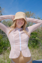 The Alexia Rashguard - Cognac Gingham