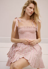 The Ribbon Charlotte Nap Dress - Pink Floral Dot Stripe