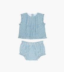 The Baby Cameron Short Set - Lagoon Gingham