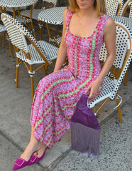 The Coraline Dress - Sunset Etched Floral Stripe