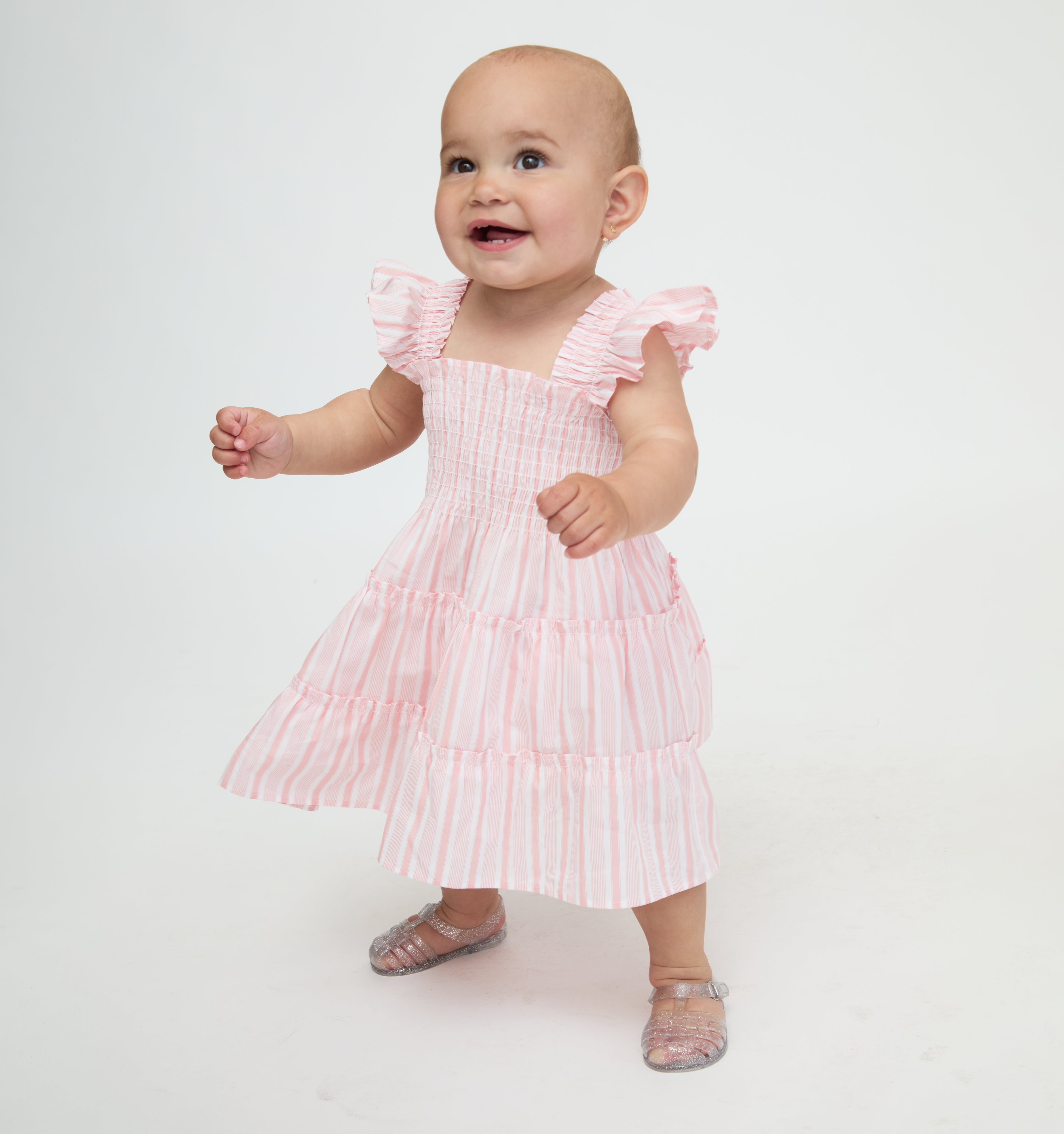 The Baby Ellie Nap Dress - Pink Variegated Stripe