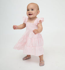 The Baby Ellie Nap Dress - Pink Variegated Stripe