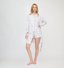 Roller Rabbit x Hill House Blake Robe - Pink Monkey Block Stripe