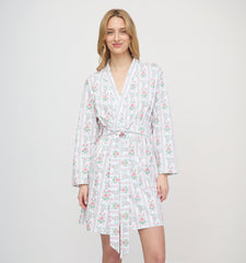 Roller Rabbit x Hill House Blake Robe - Pink Monkey Block Stripe