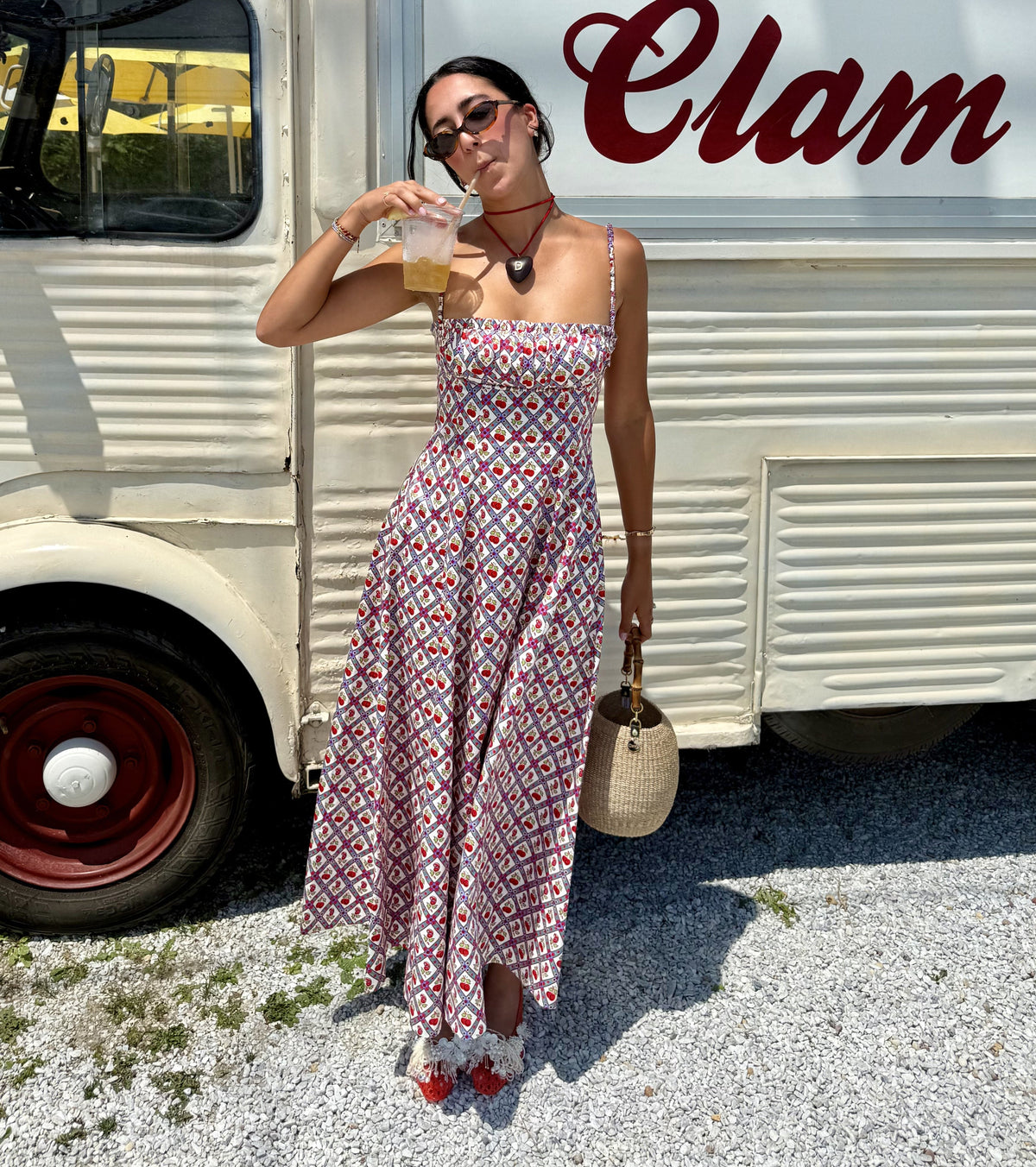 The Maisie Dress - Diamond Cherries Cherry Red