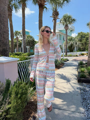 The Alden Pant - White Multi Smooth Shimmer Knit