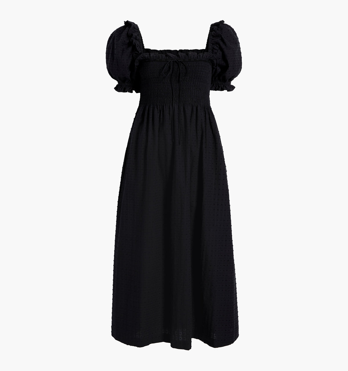 The Scarlett Nap Dress - Black Textured Clip Dot