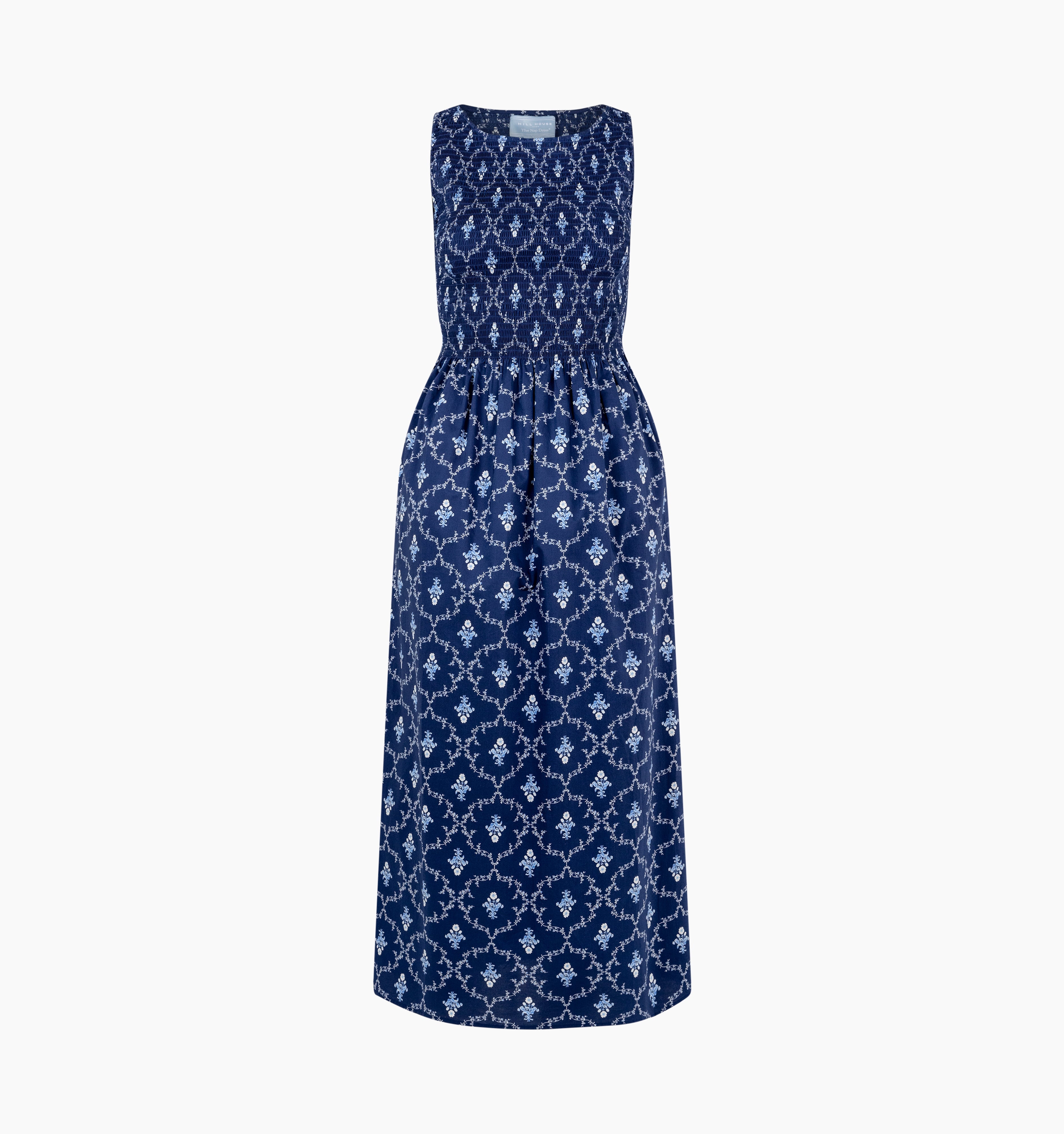 The Maternity Cosima Nap Dress - Navy Trellis