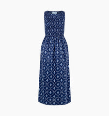 The Maternity Cosima Nap Dress - Navy Trellis