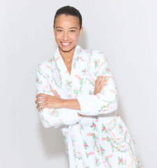 The Hotel Robe - Pink Ribbon Rose Ikat