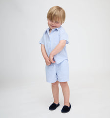The Baby Beau Shirt - Blue/White Stripe