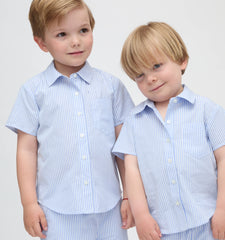 The Baby Beau Shirt - Blue/White Stripe