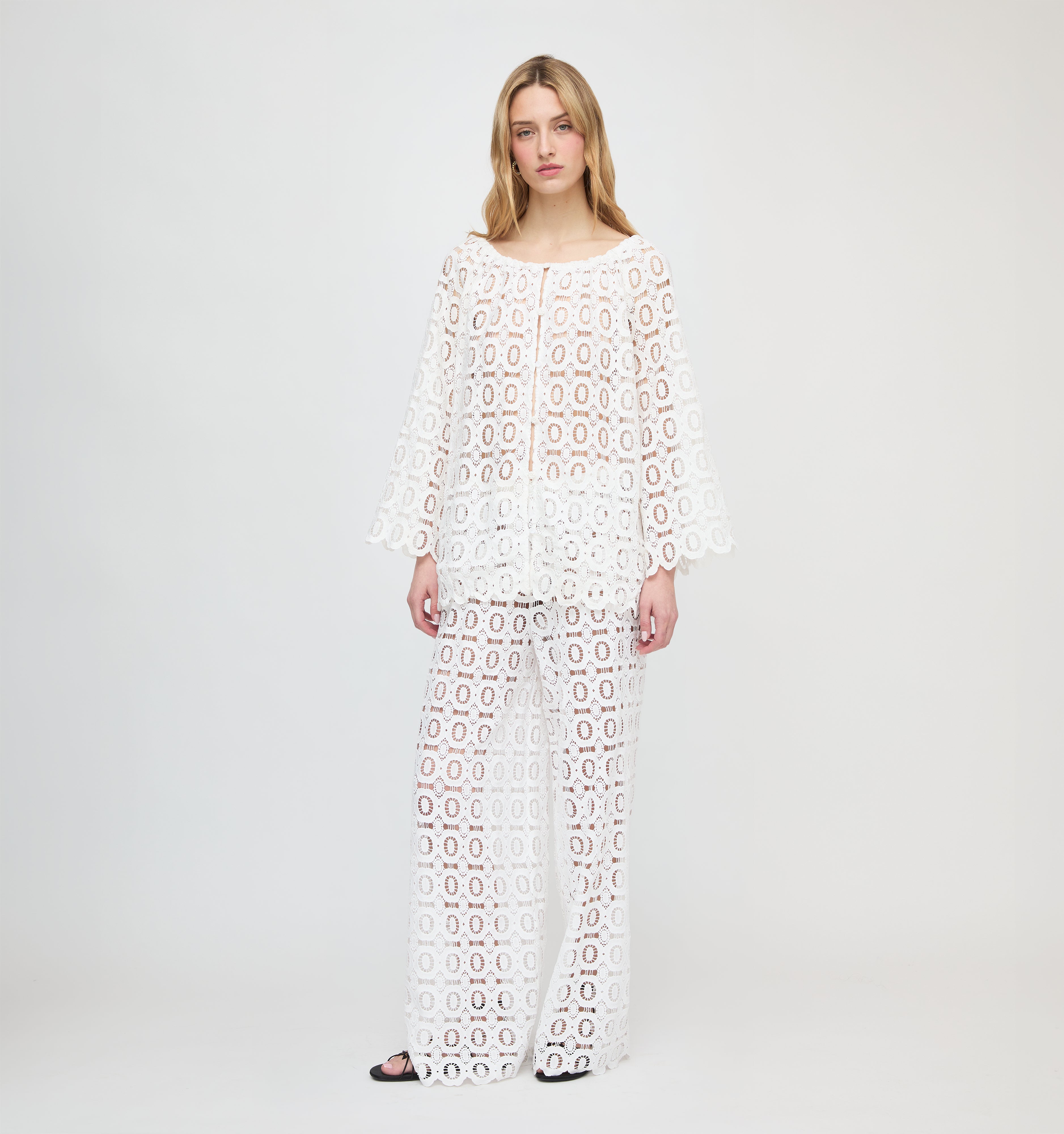 The Kaya Pool Pant - White Broderie