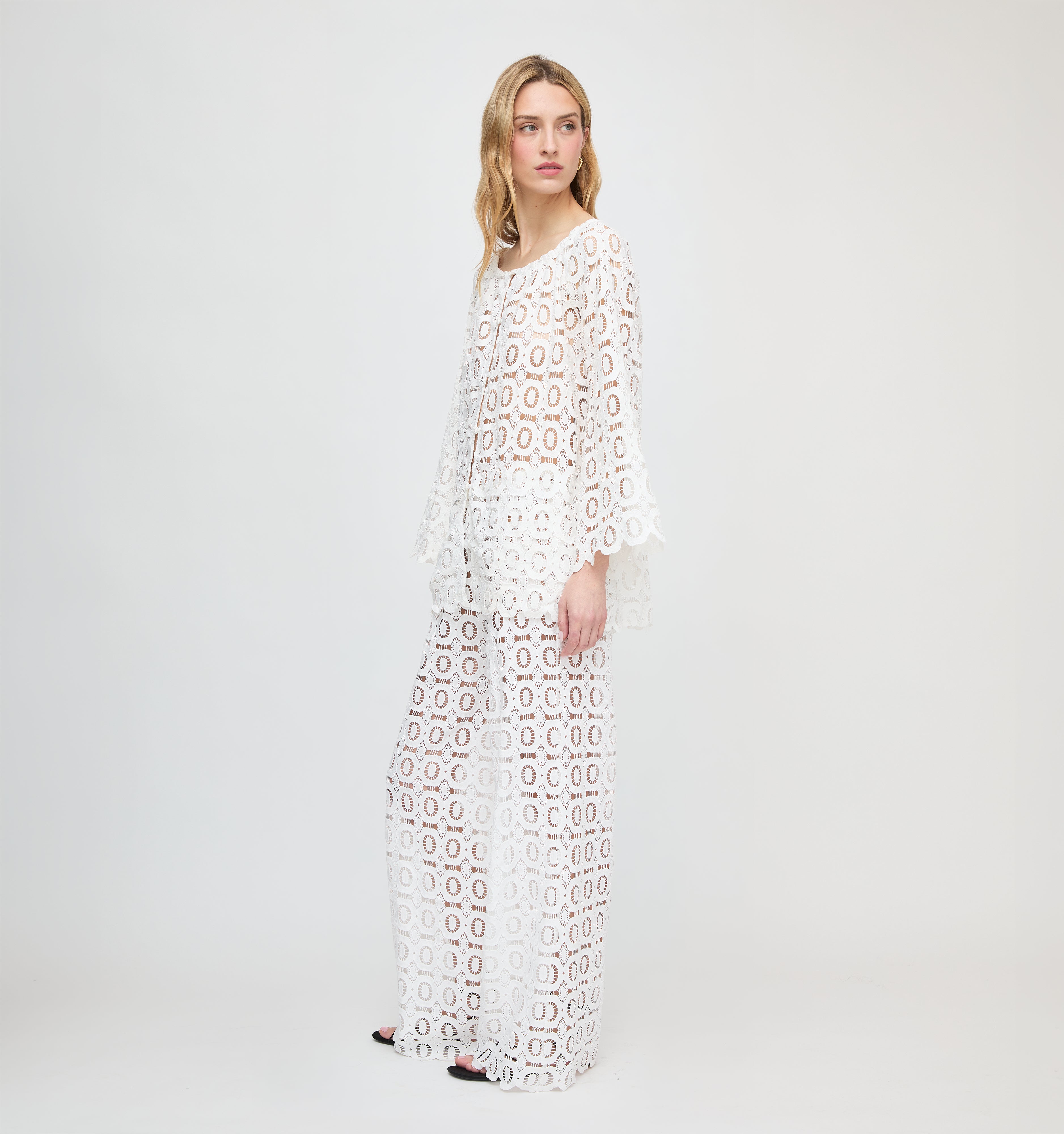The Kaya Pool Pant - White Broderie
