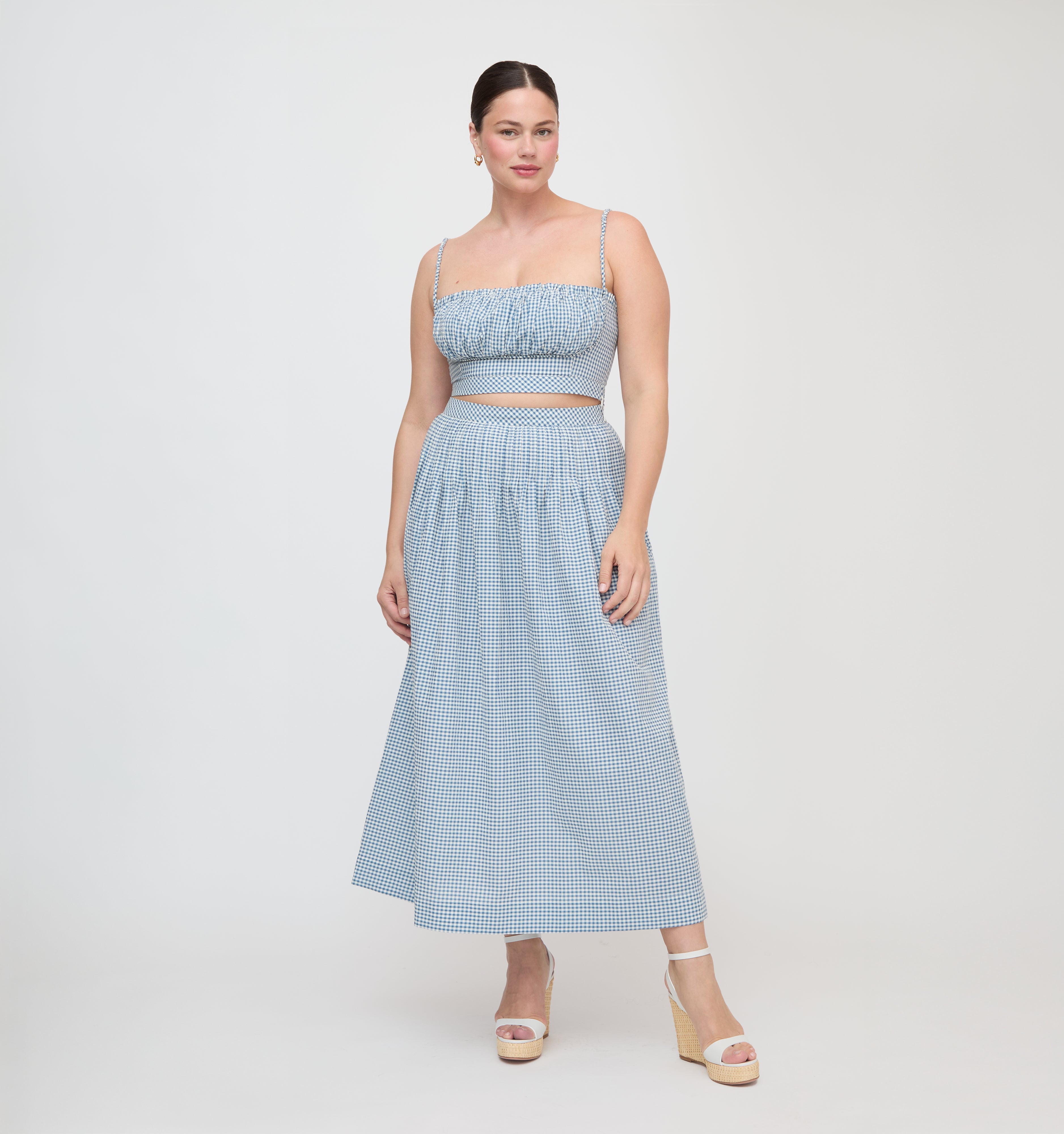 The Maisie Crop Top - Lagoon Gingham