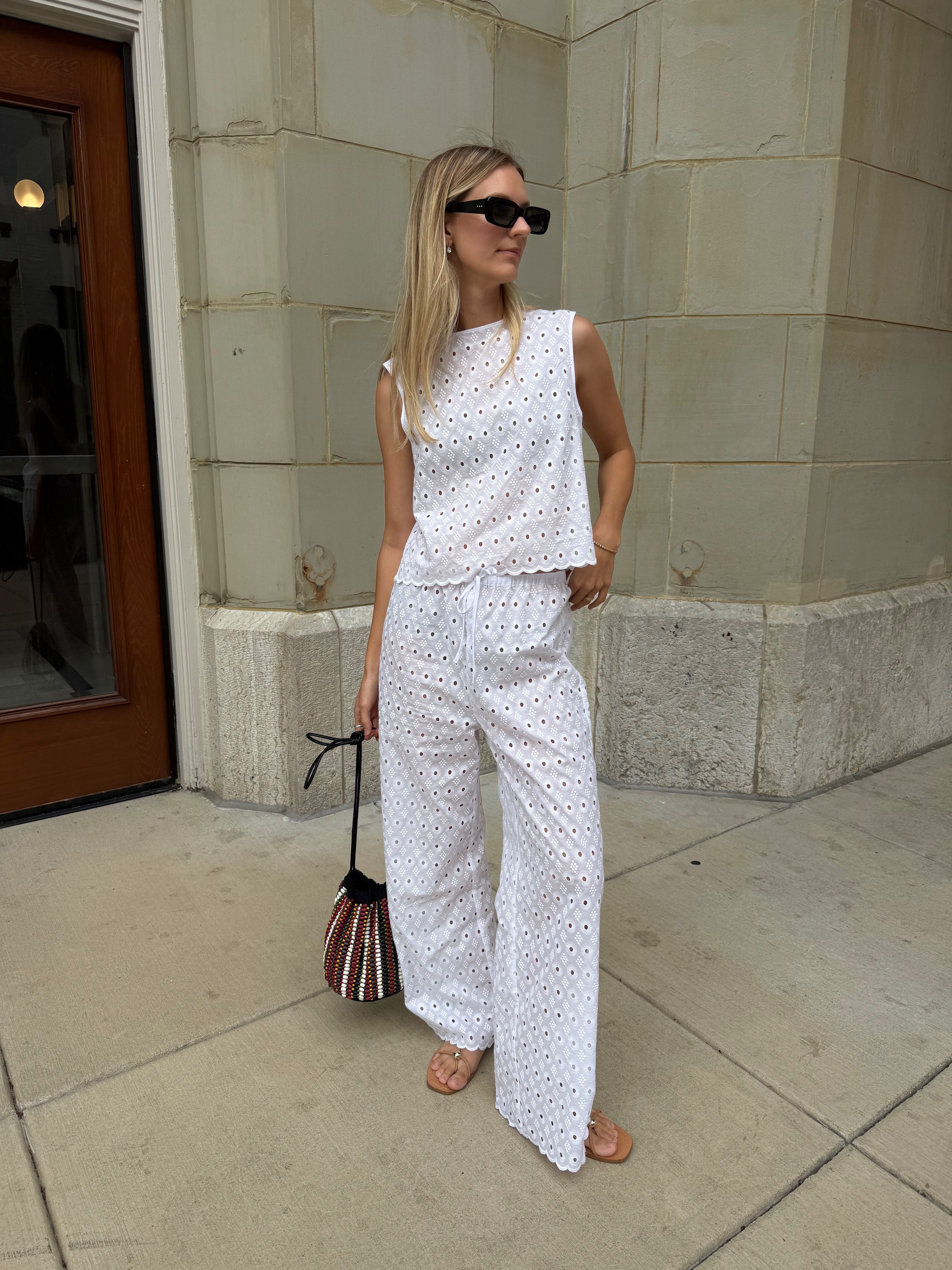 The Miro Top - White Diamond Eyelet