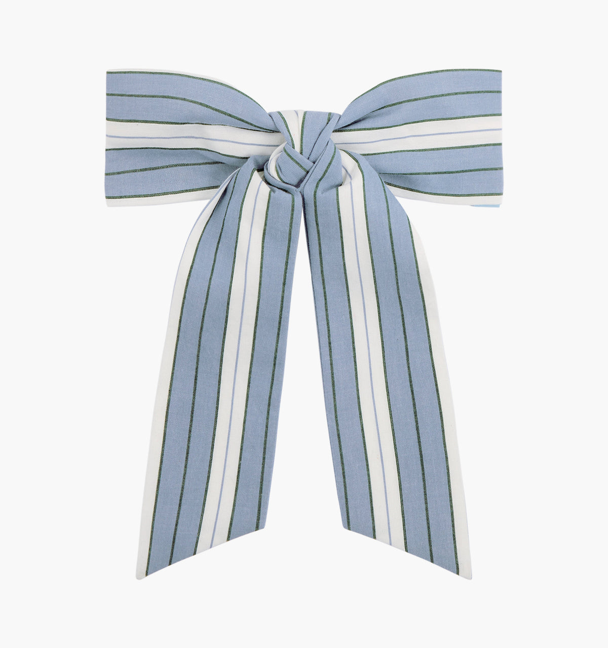 The Belle Bow - Coln Ticking Stripe Dusty Blue