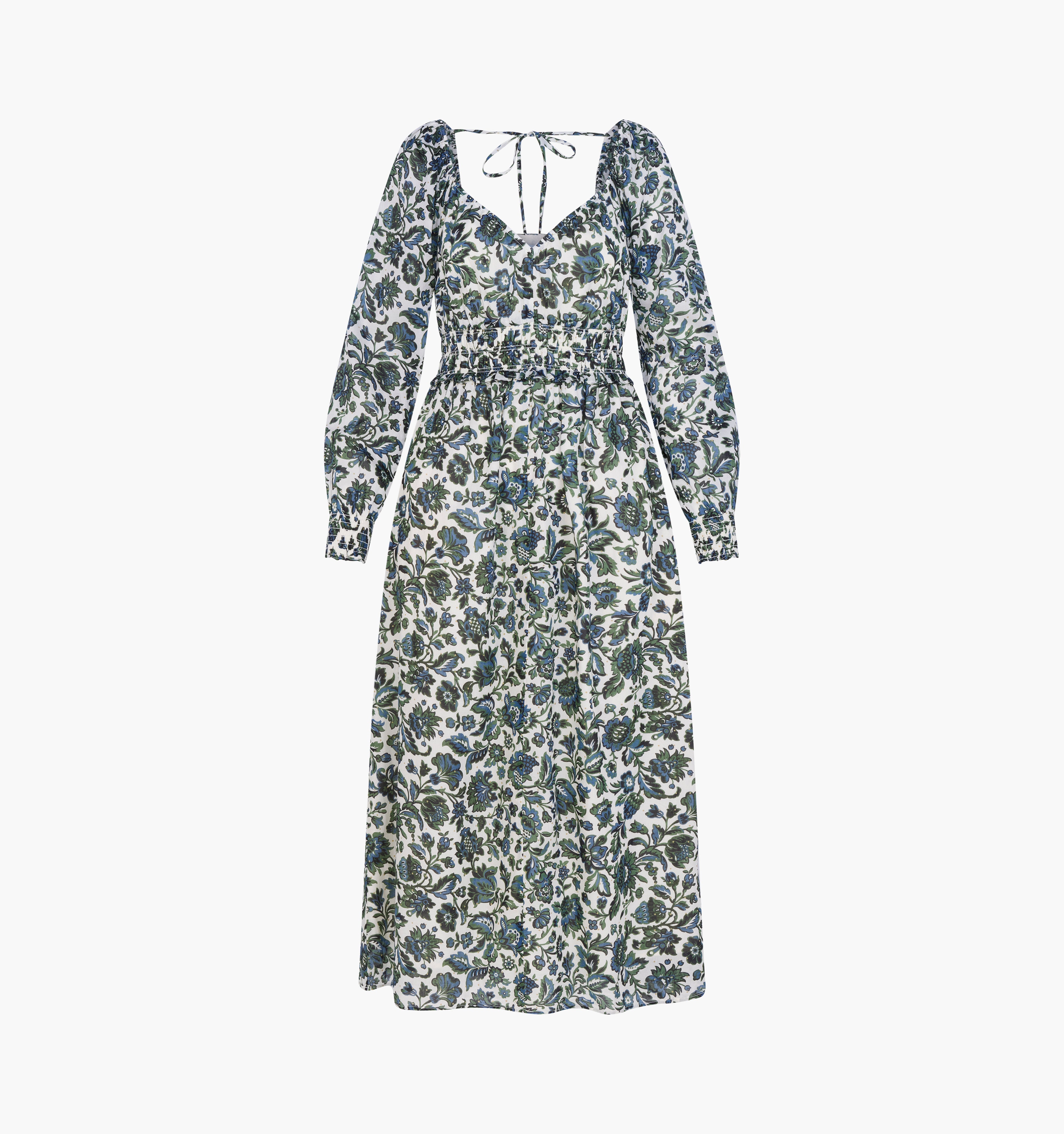The Eugenia Nap Dress - Jacobean Bloom Blue/Green