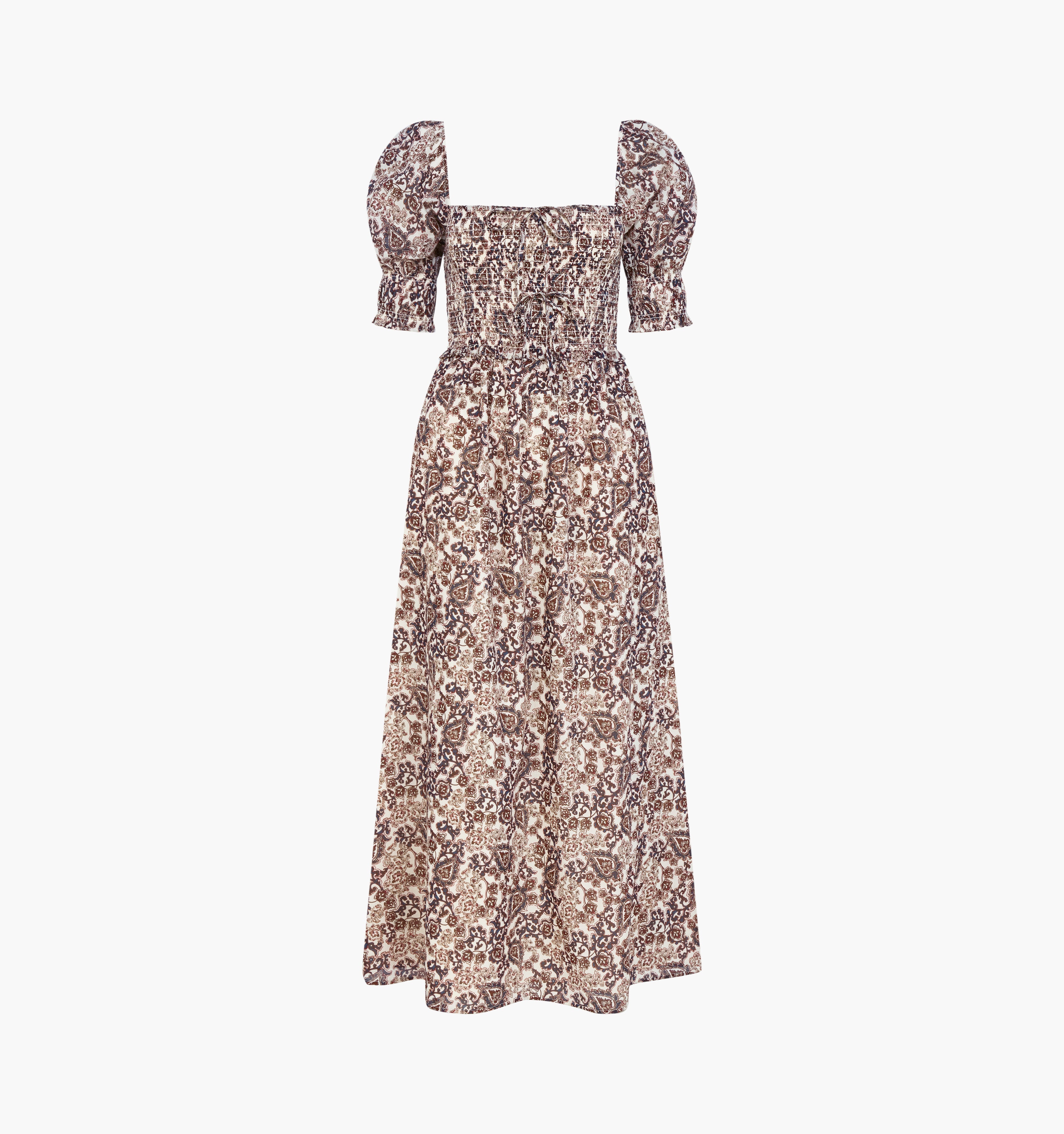 The Malene Nap Dress - Chedworth Paisley Brown