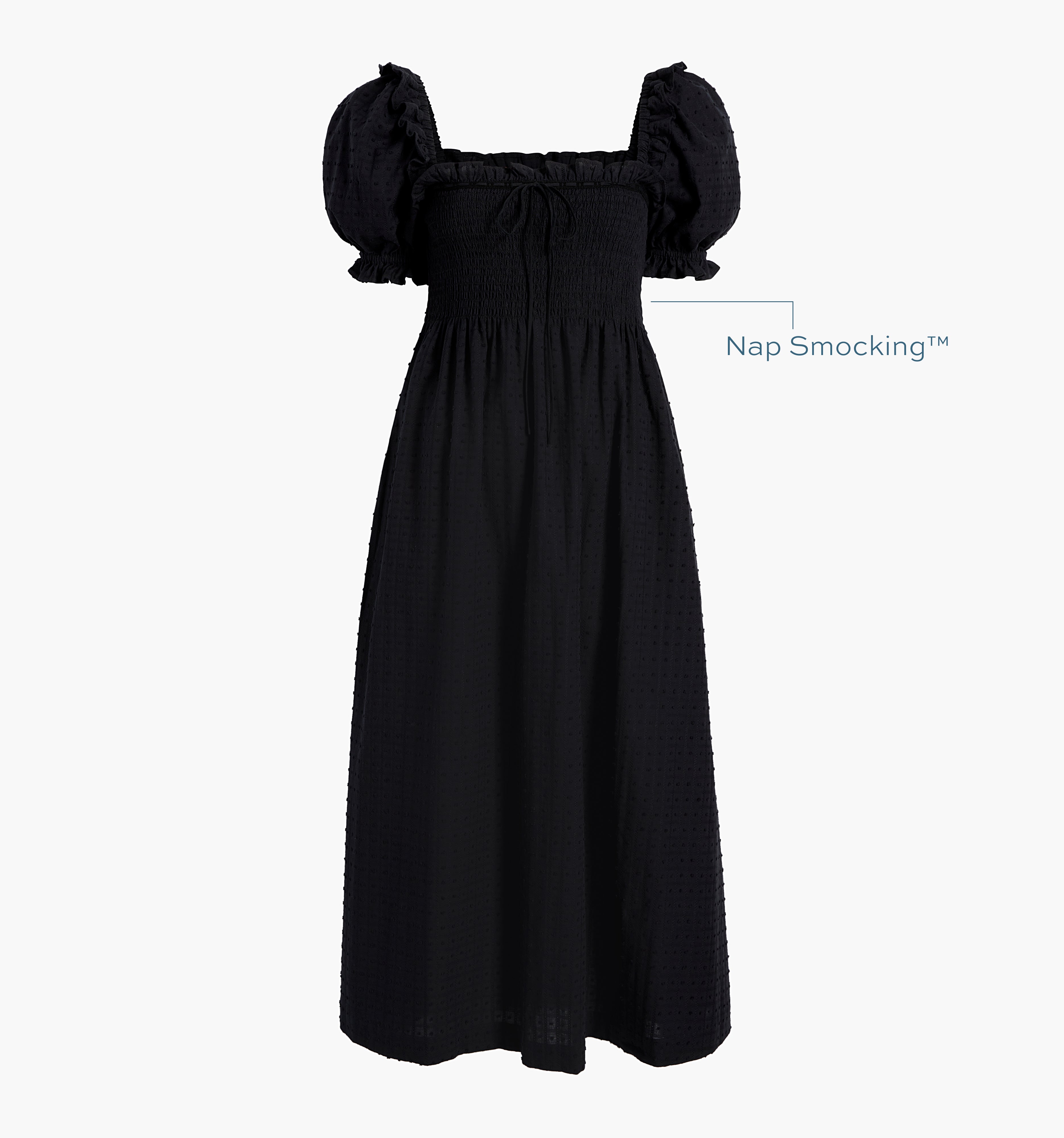 The Scarlett Nap Dress - Black Textured Clip Dot
