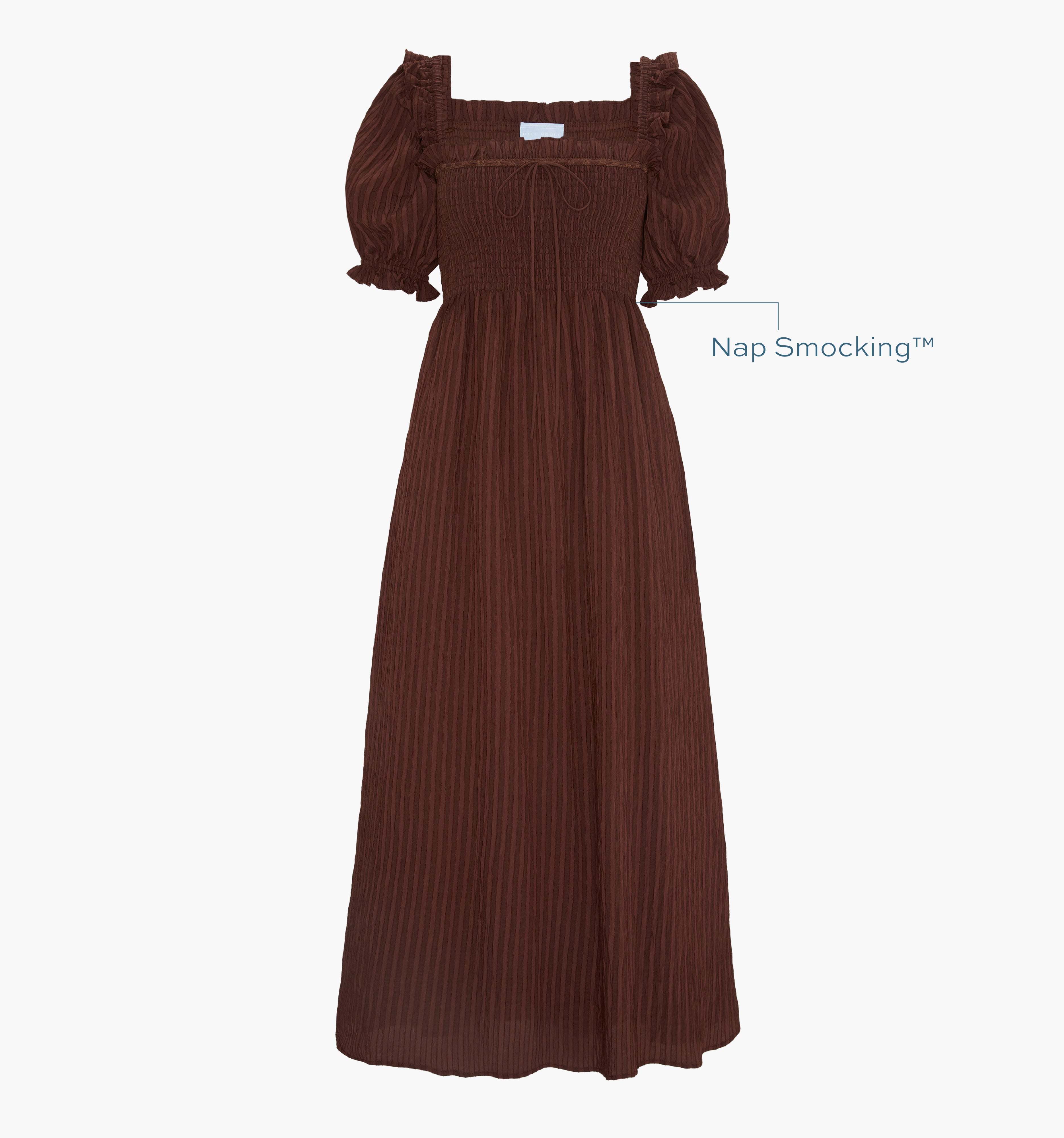 The Scarlett Nap Dress - Chocolate Tonal Seersucker