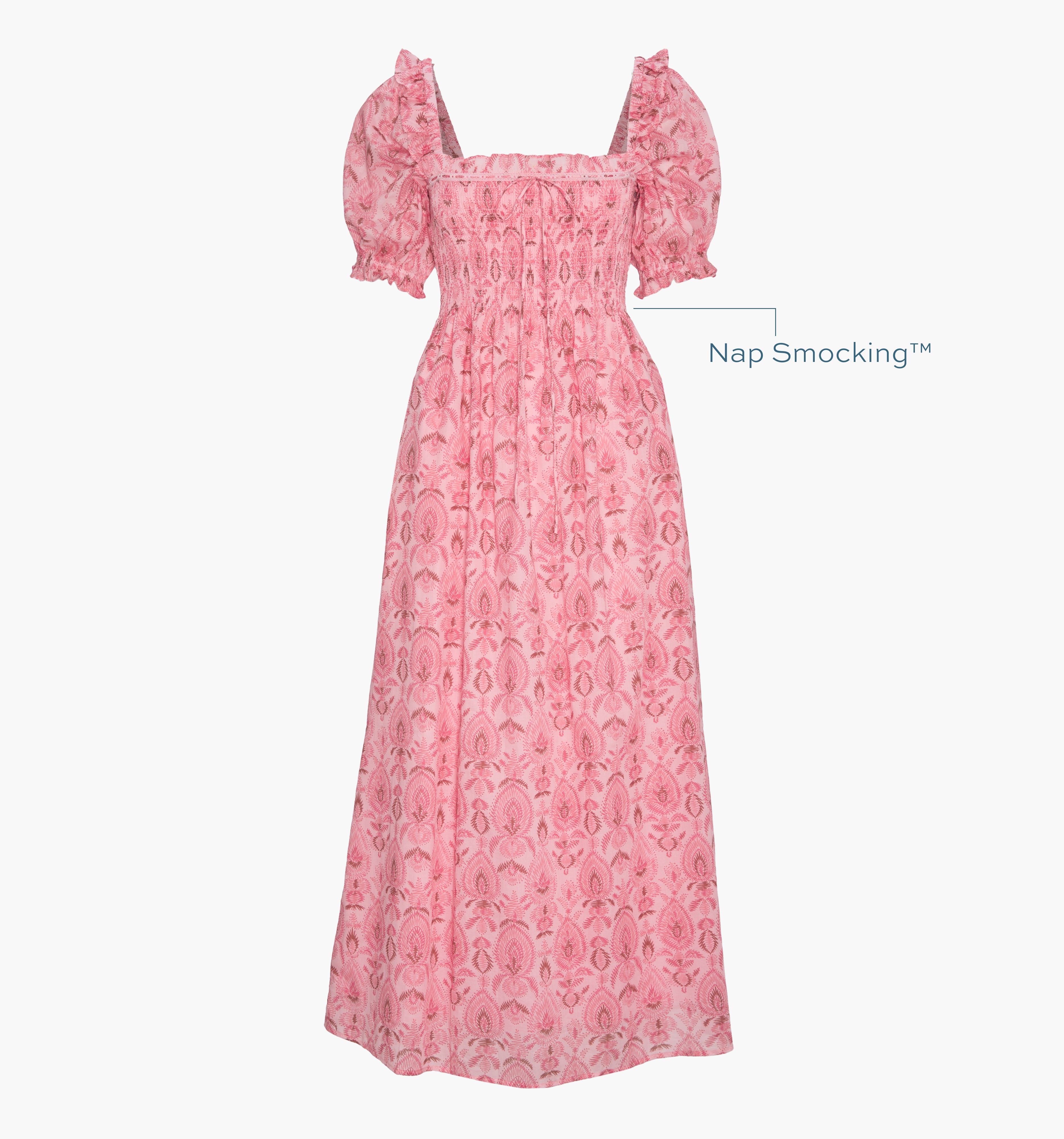 The Scarlett Nap Dress - Pink Palm Ikat