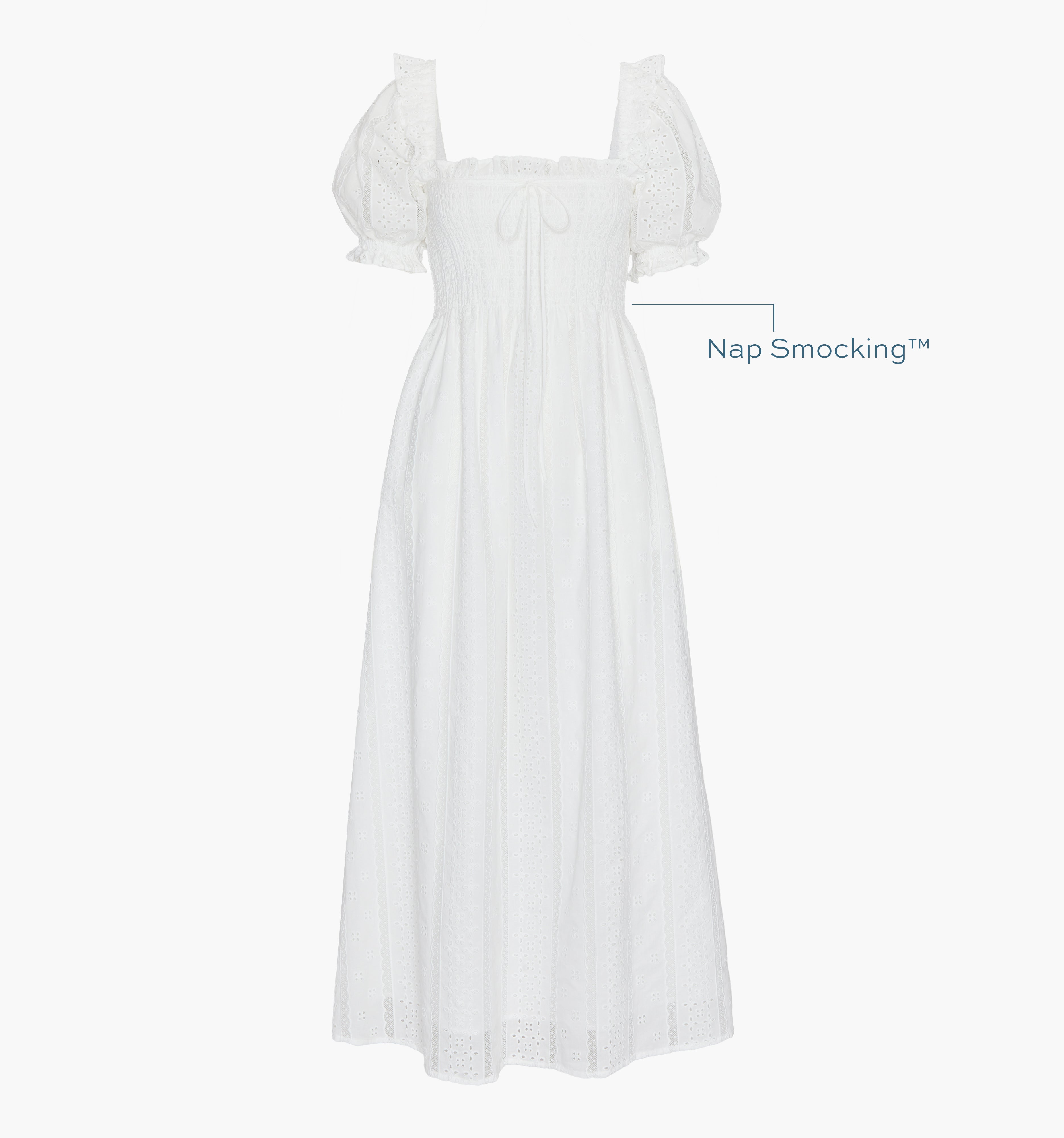 The Scarlett Nap Dress - White Broderie Voile