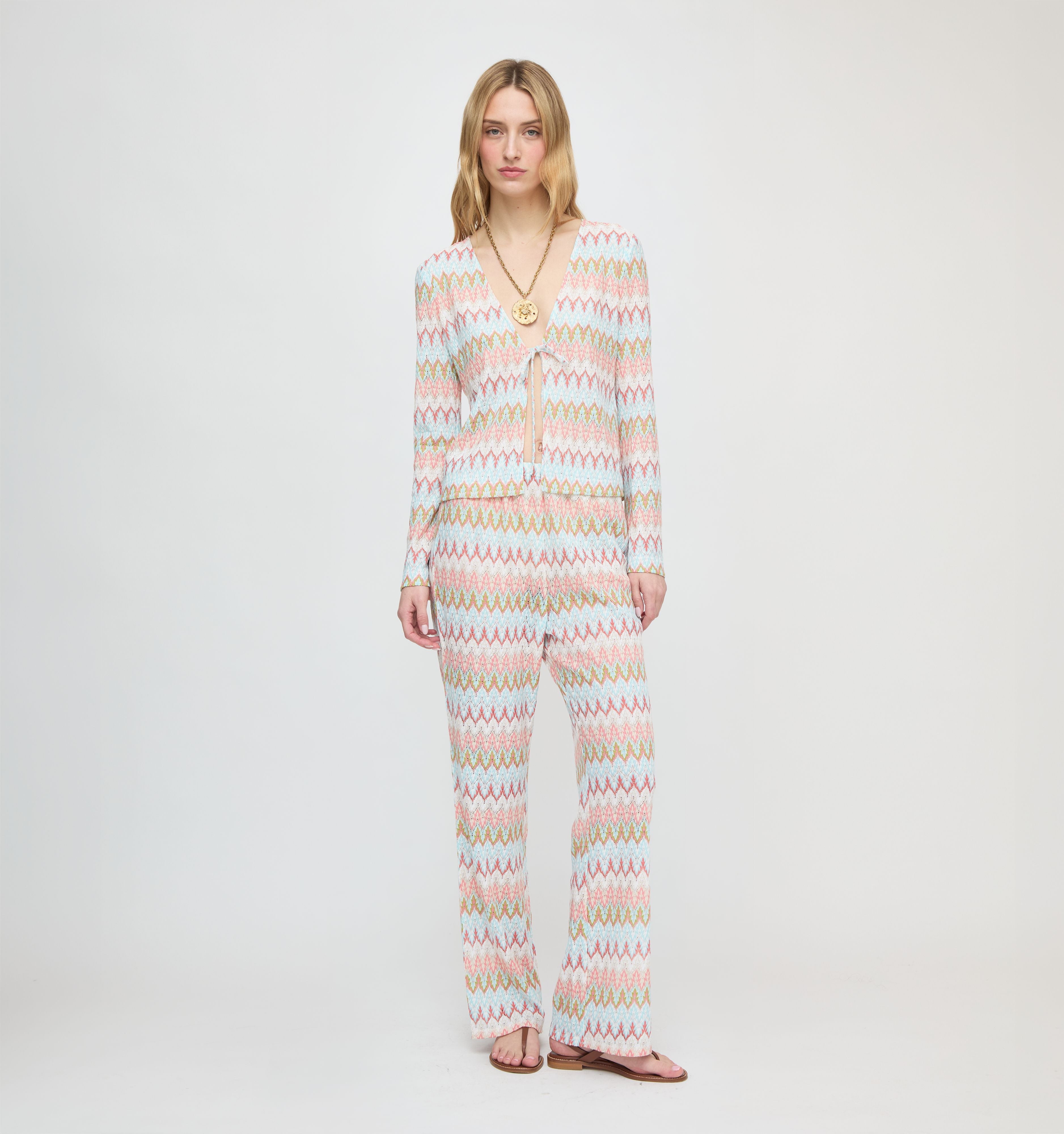 The Alden Pant - White Multi Smooth Shimmer Knit