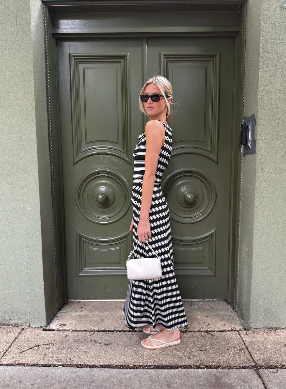 The Jayne Dress - Black/Ivory Stripe