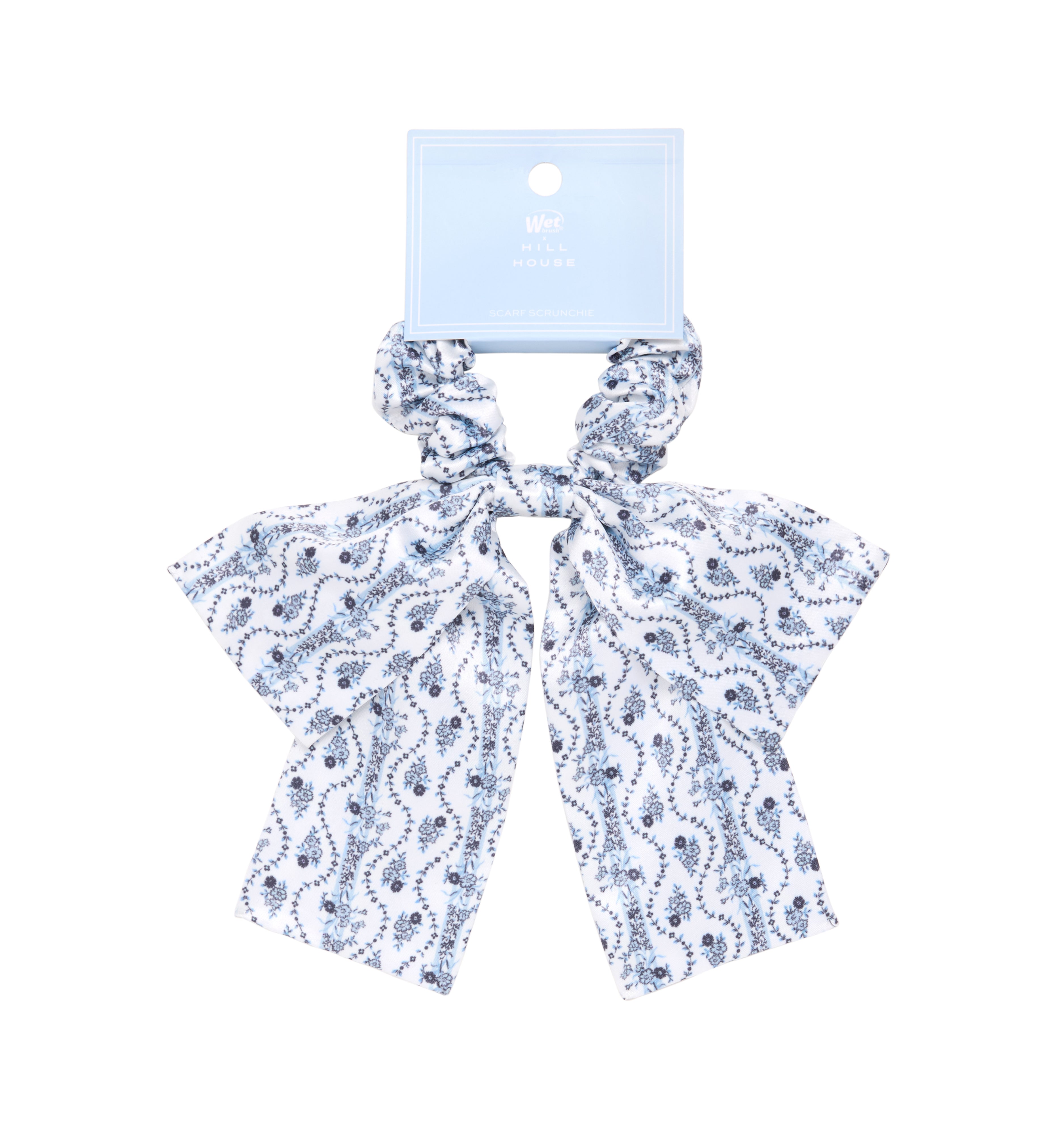 The Hill House x Wet Brush Scrunchie Bow - Blue Vine Stripe