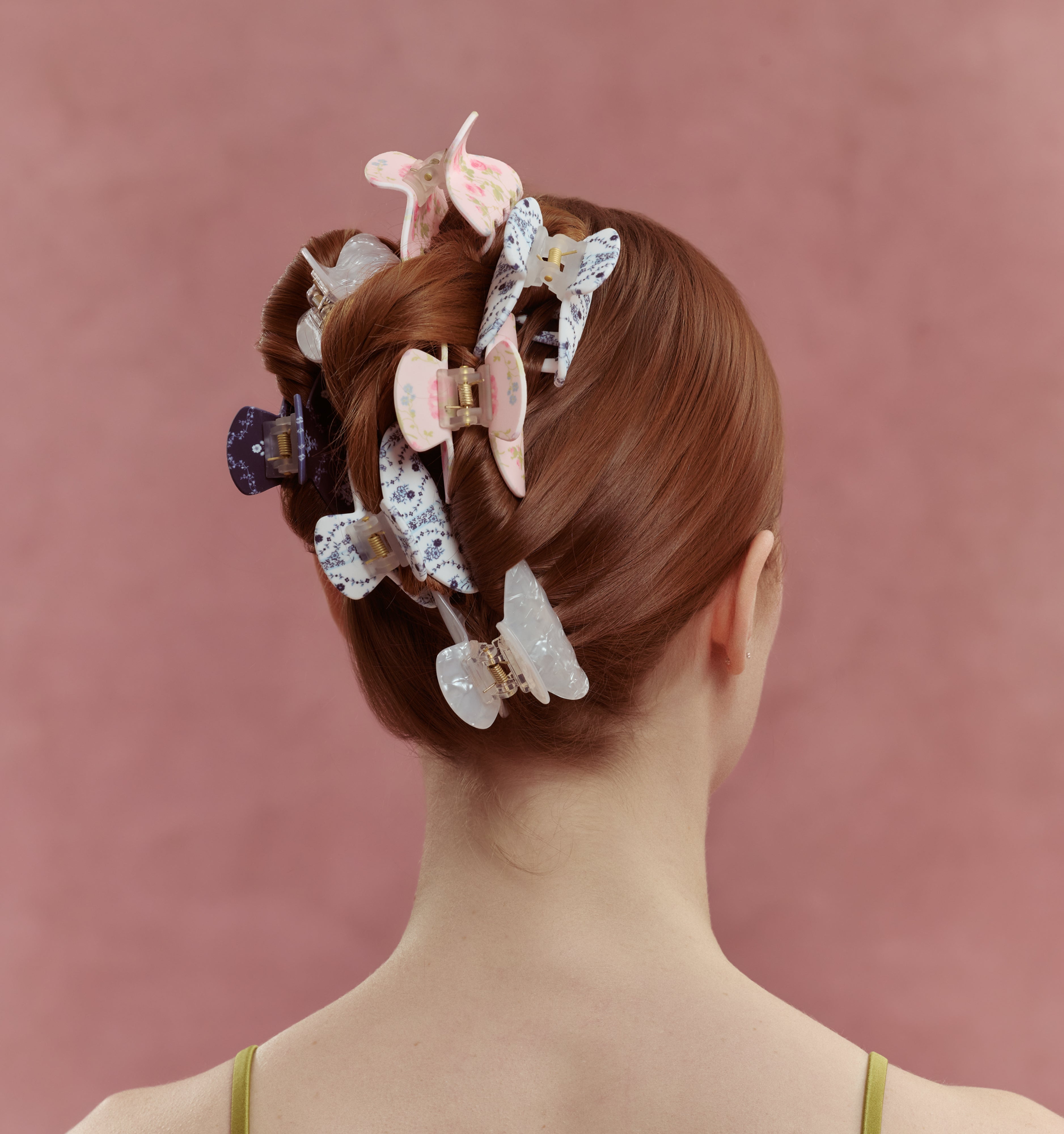 The Hill House x Wet Brush Claw Clip Set - Pink Floral and White