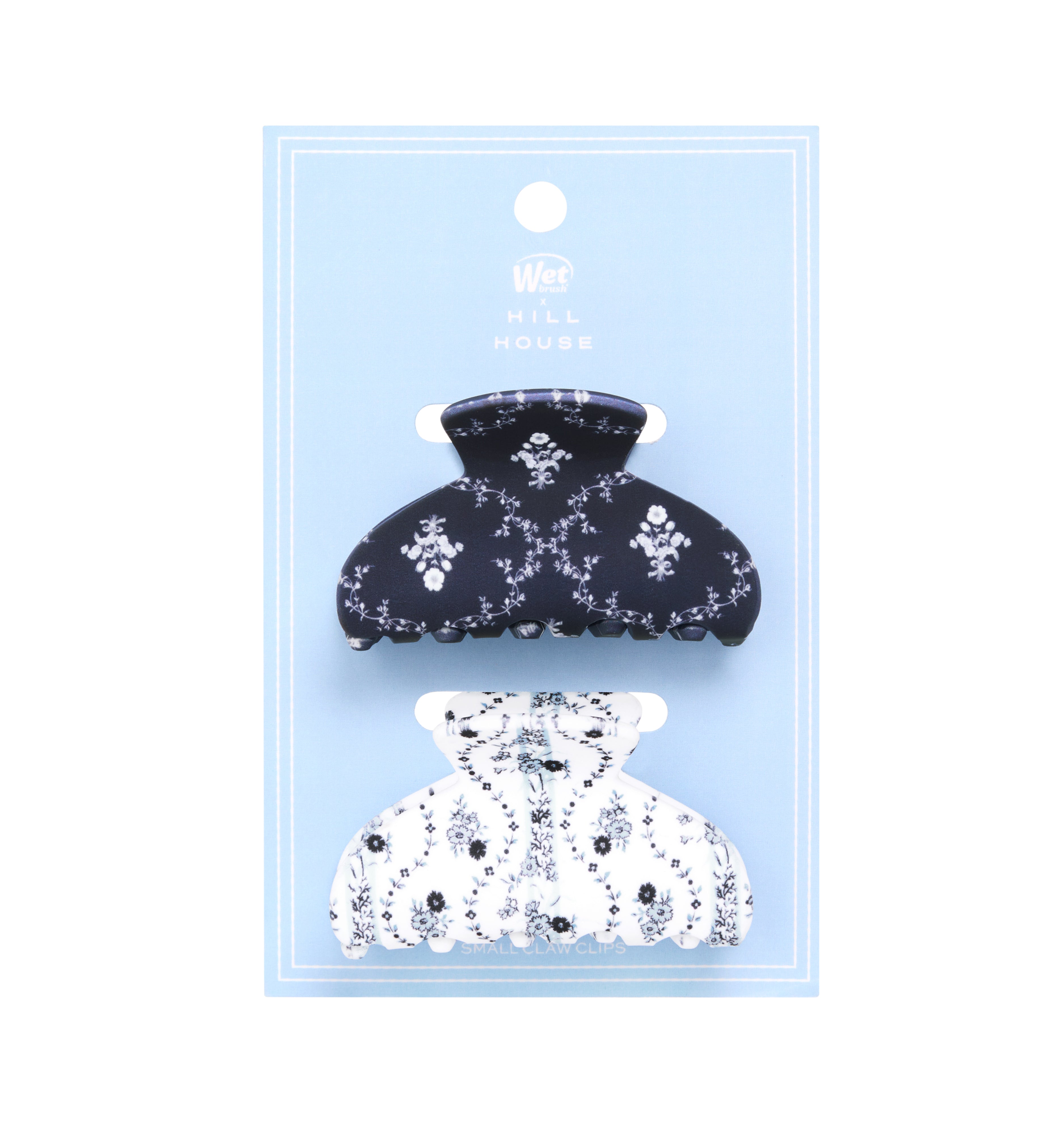 The Hill House x Wet Brush Claw Clip Set - Navy Trellis and Blue Vine Stripe