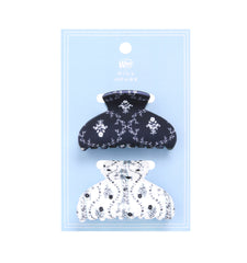 The Hill House x Wet Brush Claw Clip Set - Navy Trellis and Blue Vine Stripe
