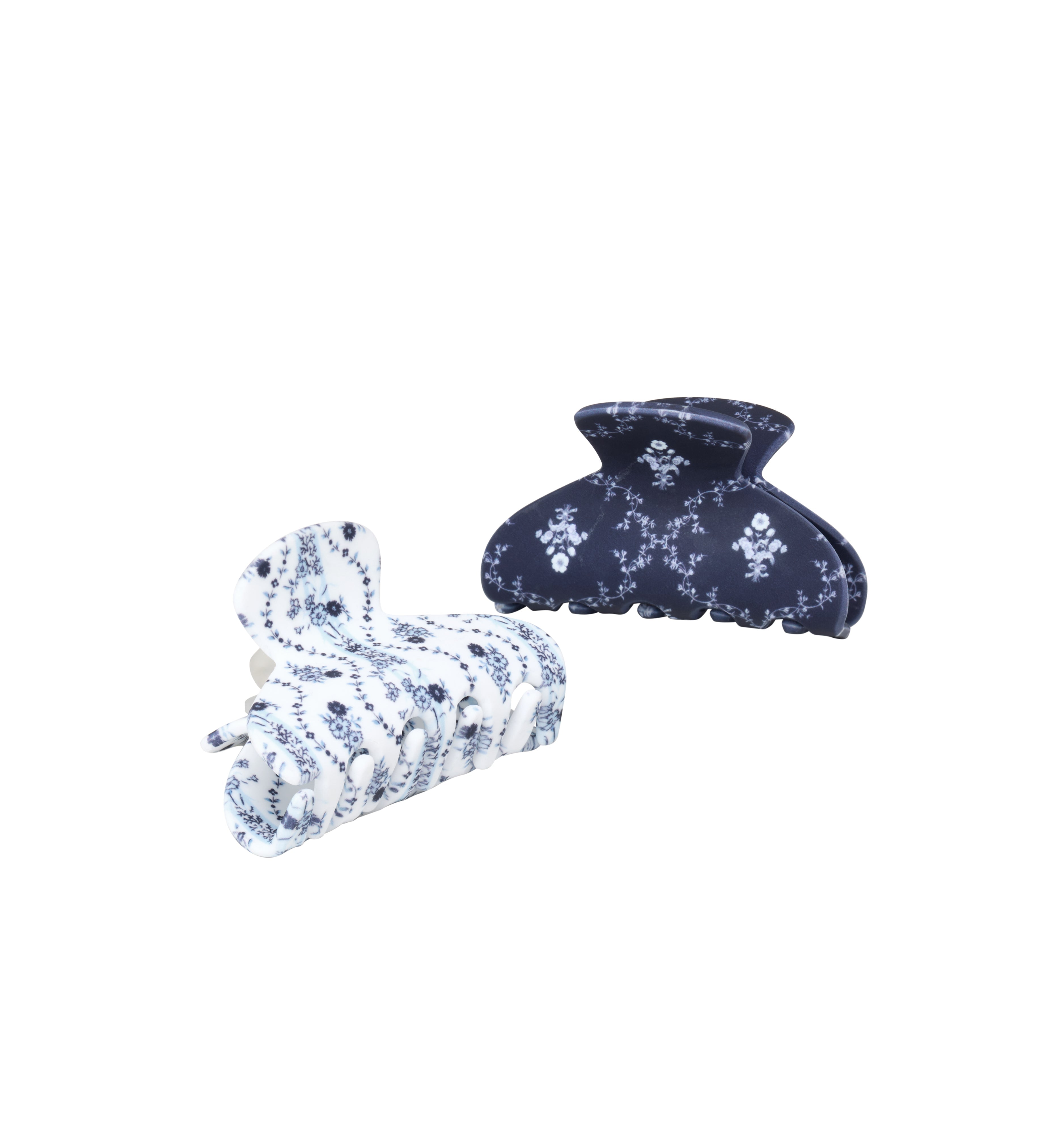 The Hill House x Wet Brush Claw Clip Set - Navy Trellis and Blue Vine Stripe