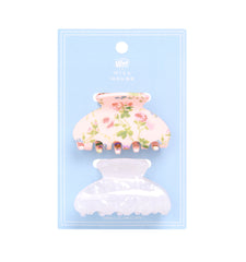 The Hill House x Wet Brush Claw Clip Set - Pink Floral and White