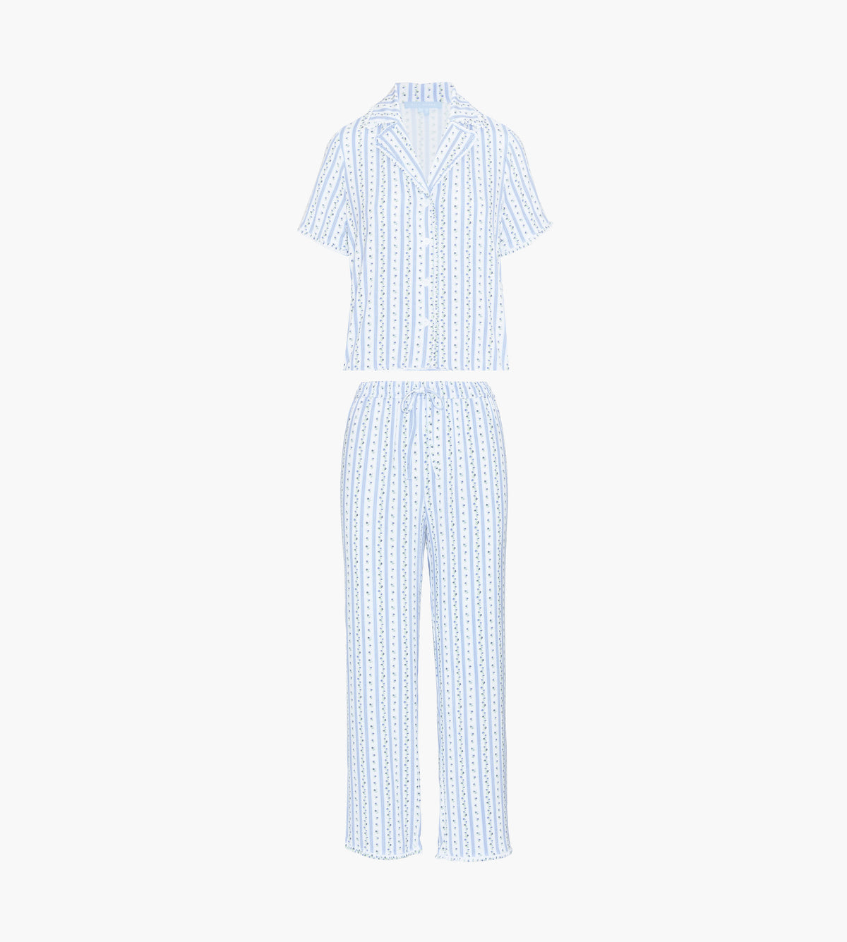 The Marina Pajama Set - Blue Petal Stripe