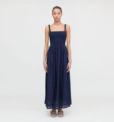 The Anita Nap Dress - Navy Sheer Plaid