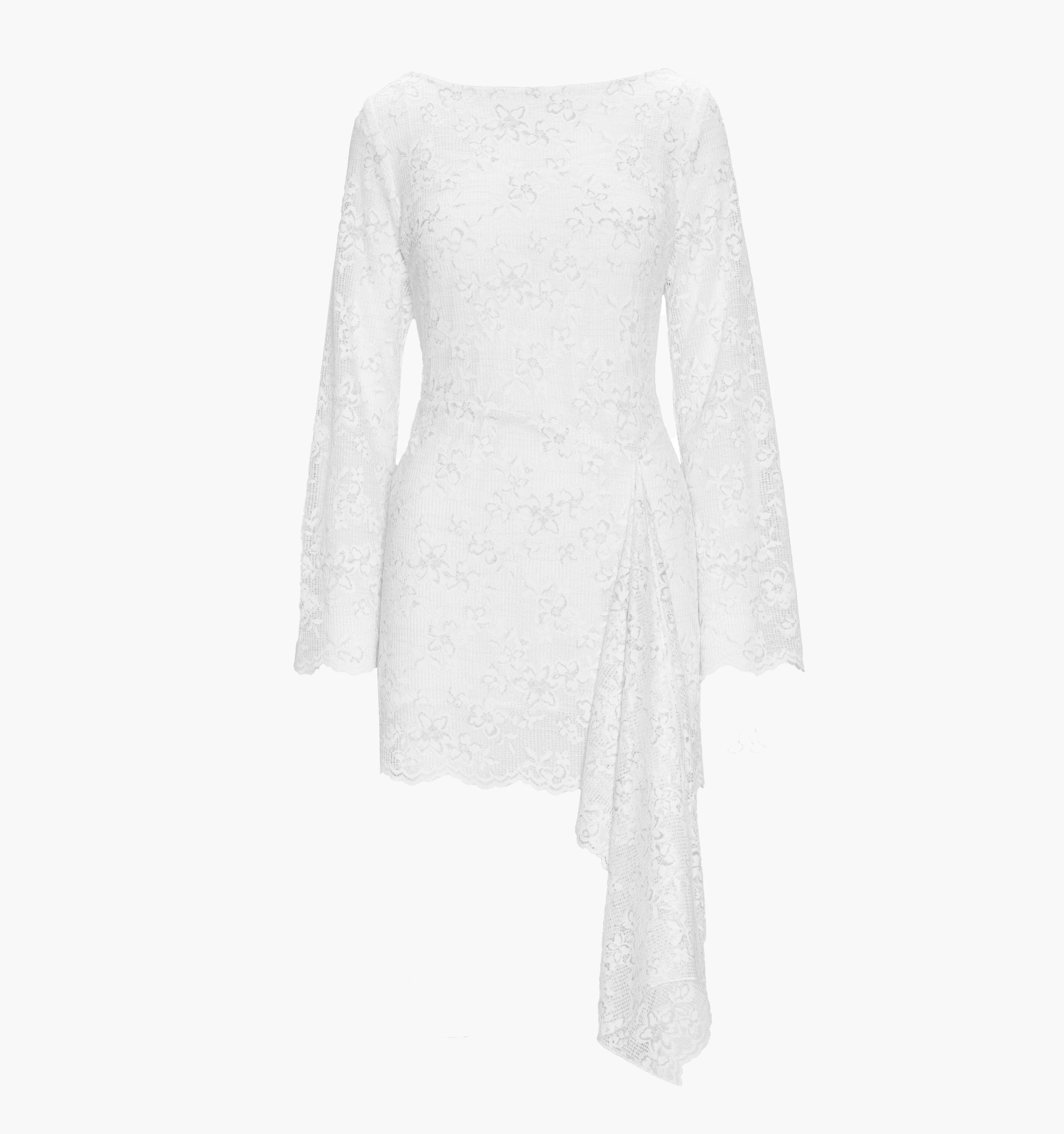 The Becca Dress - White Metallic Lace