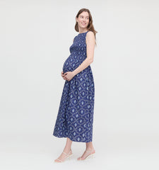 The Maternity Cosima Nap Dress - Navy Trellis